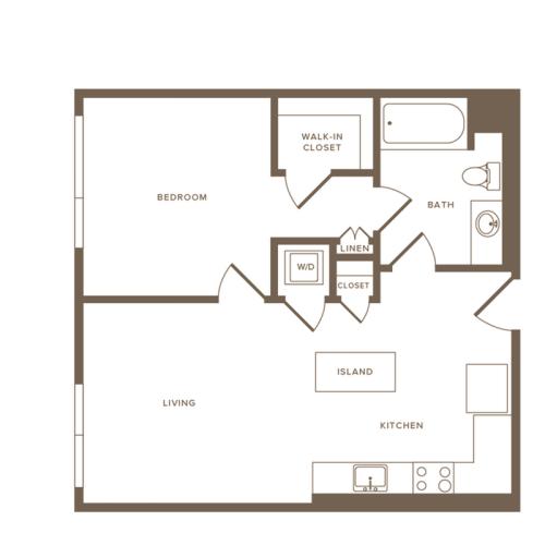 670 square foot one bedroom one bath floor plan image