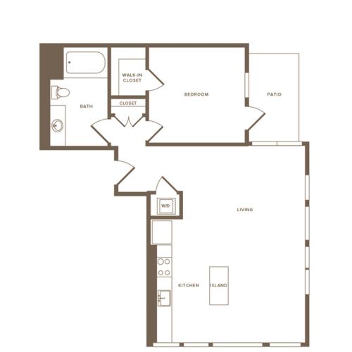 830 square foot one bedroom one bath floor plan image