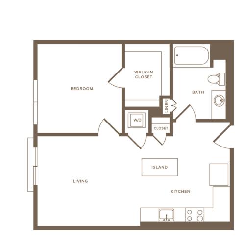 646 square foot one bedroom one bath floor plan image