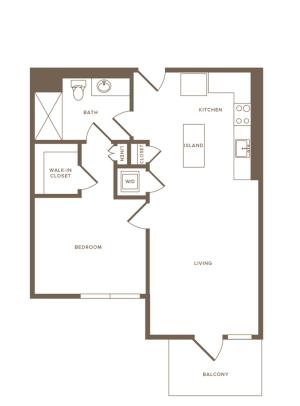 694 square foot one bedroom one bath floor plan image
