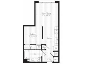 584 square foot one bedroom one bath floor plan image
