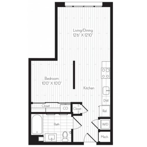 584 square foot one bedroom one bath floor plan image