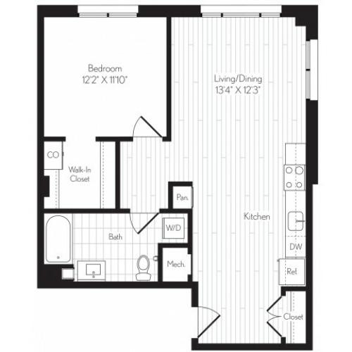 792 square foot one bedroom one bath floor plan image