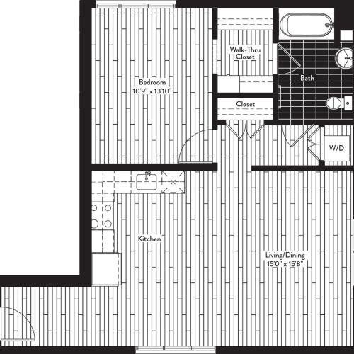 805 square foot one bedroom one bath floor plan image
