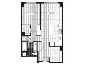 824 square foot one bedroom one bath with den apartment floorplan image