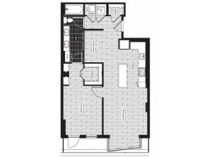 831 square foot one bedroom one bath apartment floorplan image