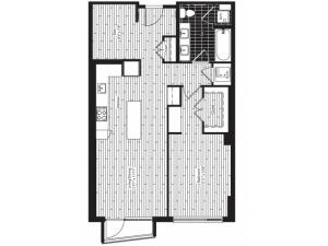 872 square foot one bedroom one bath with den apartment floorplan image