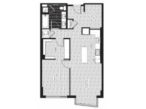 898 square foot one bedroom one bath with den apartment floorplan image