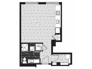 487 square foot studio one bath floor plan image