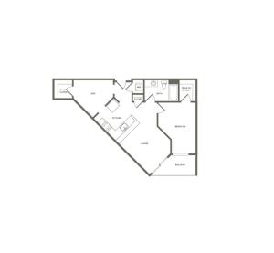 790 square foot one bedroom one bath with den floor plan image