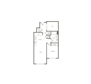 777 square foot one bedroom one bath with den floor plan image