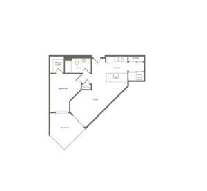 667 square foot one bedroom one bath floor plan image
