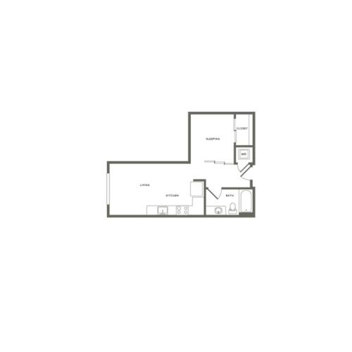 531 square foot one bedroom one bath floor plan image