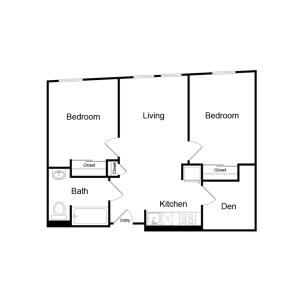 650 square foot two bedroom one bath floor plan image