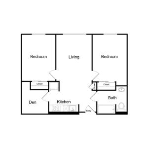 752 square foot two bedroom one bath floor plan image