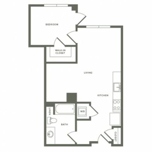 501-717 square foot one bedroom one bath floor plan image