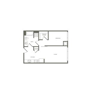 656 square foot one bedroom one bath floor plan image