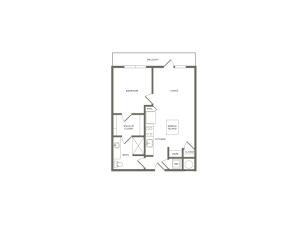 720 square foot one bedroom one bath apartment floorplan image