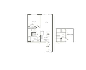 864 square foot one bedroom one bath with rooftop patio apartment floorplan image