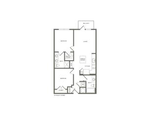 894 to 950 square foot two bedroom two bath apartment floorplan image