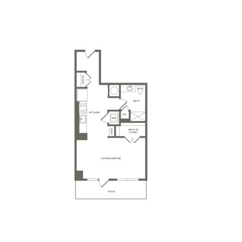 602 square foot studio one bath apartment floor plan image
