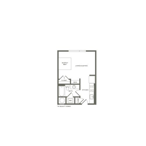 482 square foot studio one bath apartment floor plan image
