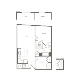 930 square foot one bedroom one bath with den apartment floorplan image
