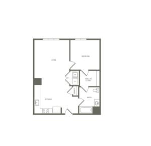 836 square foot one bedroom one bath apartment floorplan image