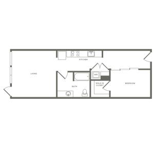 One bedroom ranging from 741 to 945 square feet one bath apartment floorplan image
