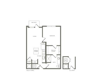 766 to 784 square foot one bedroom one bath apartment floorplan image