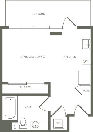 435 square foot studio one bath floor plan image