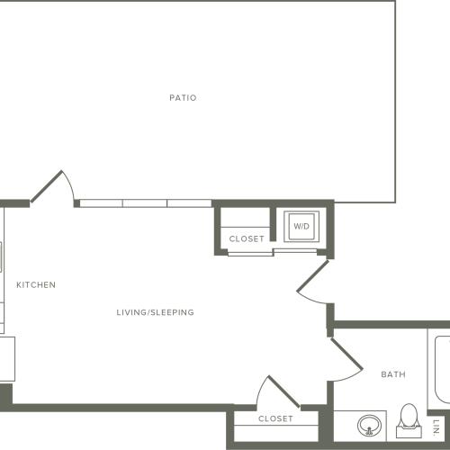 454 square foot studio one bath floor plan image