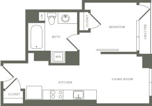 490 square foot one bedroom one bath floor plan image