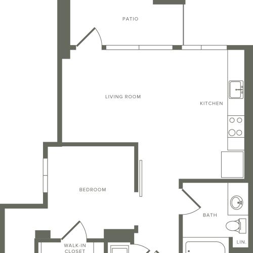 598 square foot one bedroom one bath floor plan image