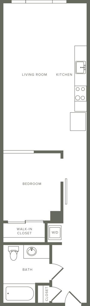 599-694 square foot one bedroom one bath floor plan image