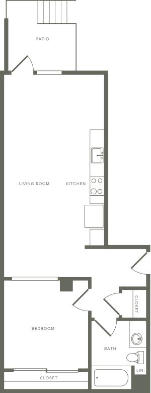 714 square foot one bedroom one bath floor plan image