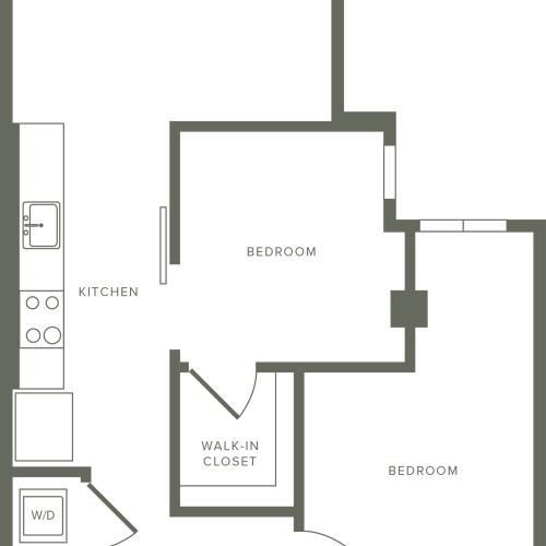 892-1014 square foot two bedroom two bath floor plan image