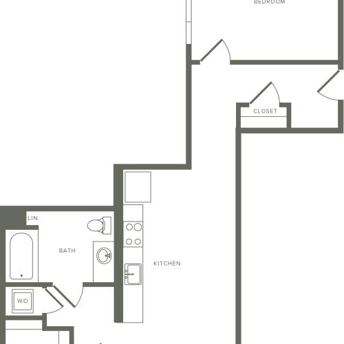 1,291-1,310 square foot two bedroom two bath apartment floorplan image