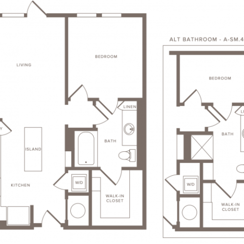 658-695 square foot one bedroom one bath floor plan image