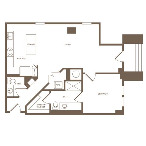 947 square foot one bedroom one bath floor plan image