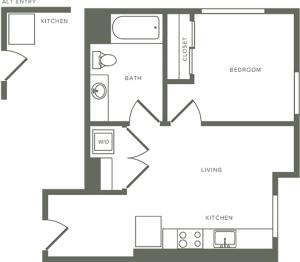 514 square foot one bedroom one bath floor plan image