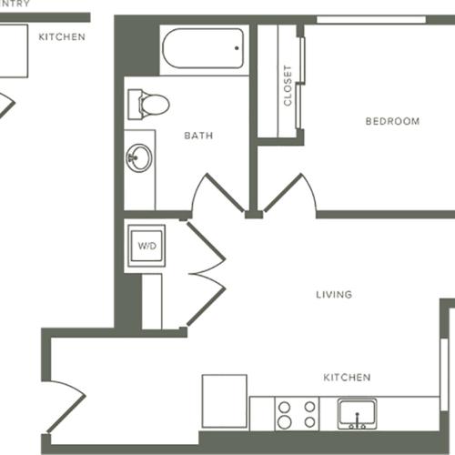 514 square foot one bedroom one bath floor plan image
