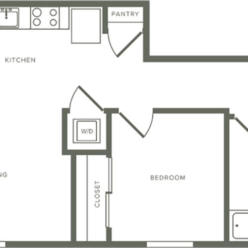 614 square foot one bedroom one bath floor plan image