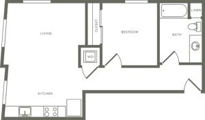 640 square foot one bedroom one bath floor plan image