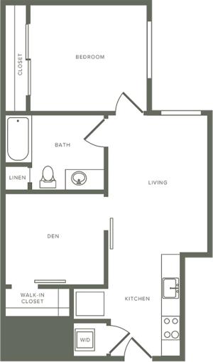 711 square foot two bedroom one bath floor plan image