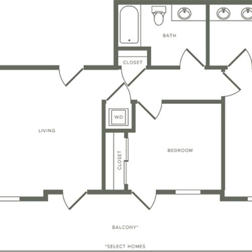 900 square foot two bedroom two bath floor plan image