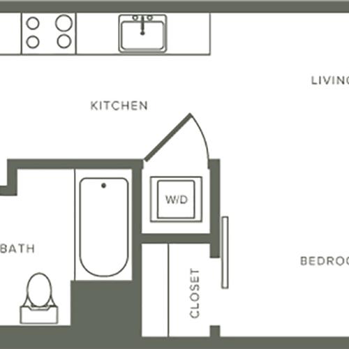 371 square foot studio one bath floor plan image