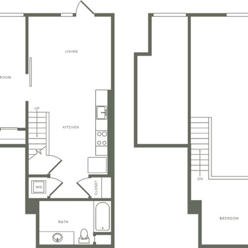 847 square foot two bedroom one bath floor plan image