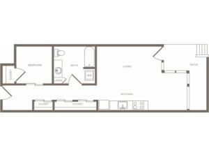 790 square foot one bedroom one bath apartment floorplan image