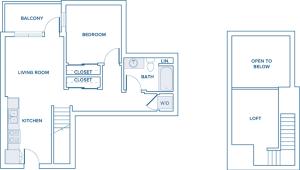 836 square foot one bedroom den loft one bath apartment floorplan image